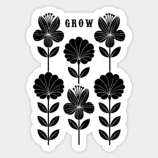 Grow Flowers Black Sticker